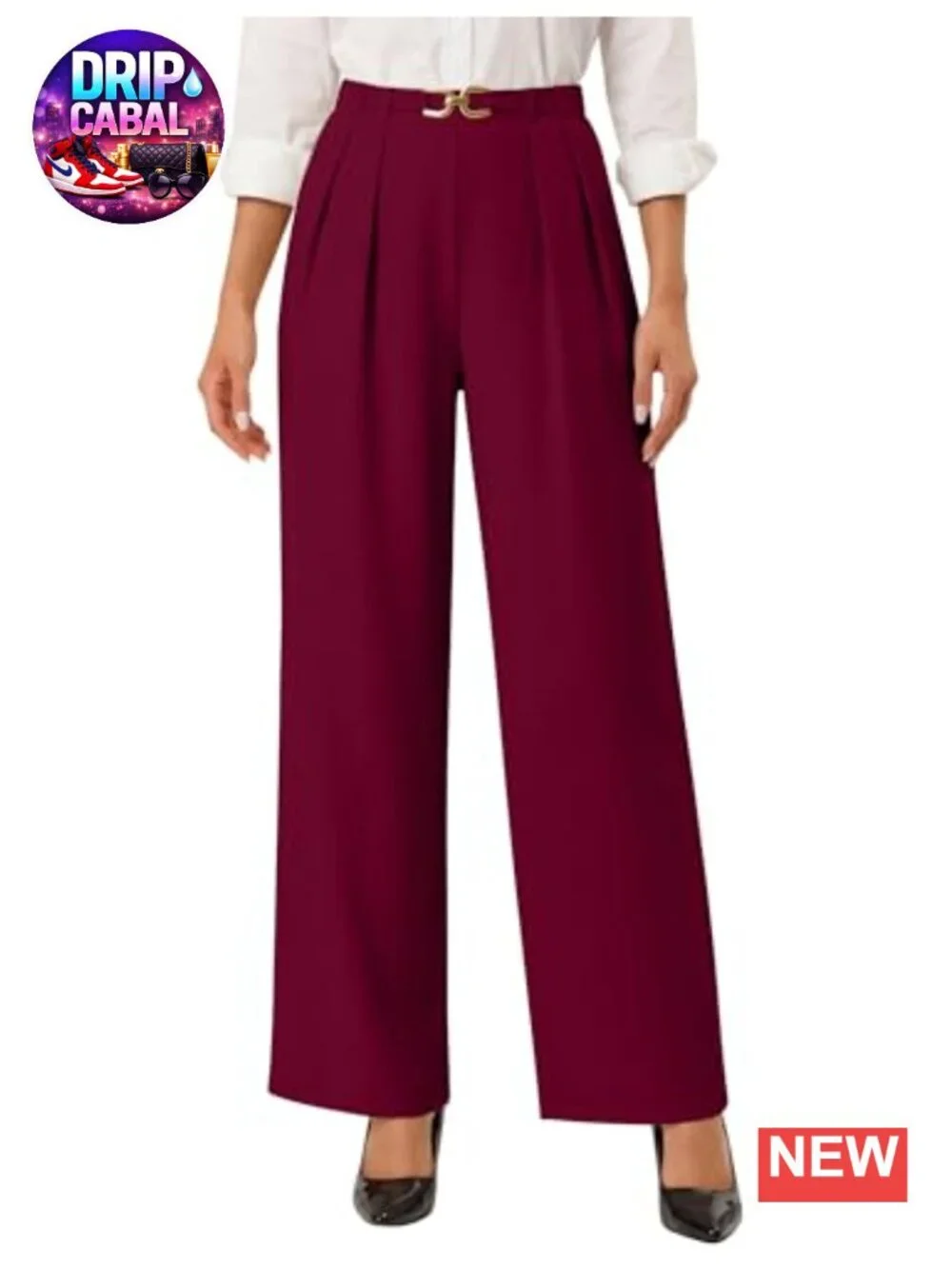 High Waisted Wide Leg Pants with Pockets, Business Casual Trousers
